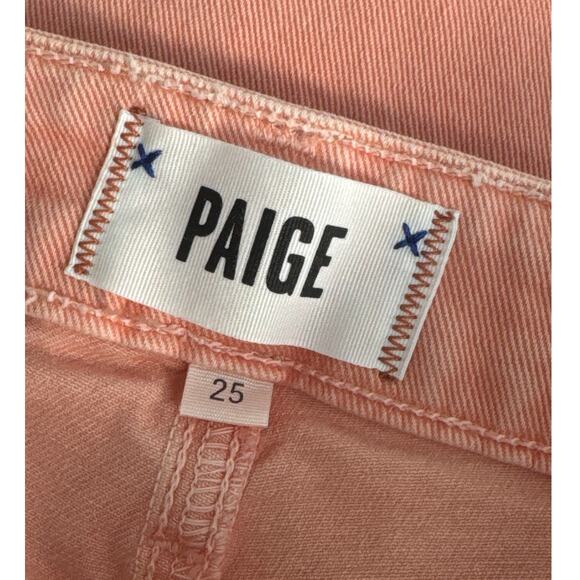 PAIGE Hoxton Straight Ankle Frayed Split Hem Jeans Vintage Coral Size 25 - Picture 5 of 12
